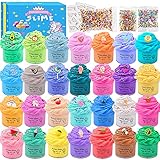 Luclay - Slime para niños, esponjoso, blando, superelásticos y no pegajosos, juguetes para aliviar el estrés, tipo plastilina para niños decoraciones de helados, dulces, paquete de 28, 18 unidades