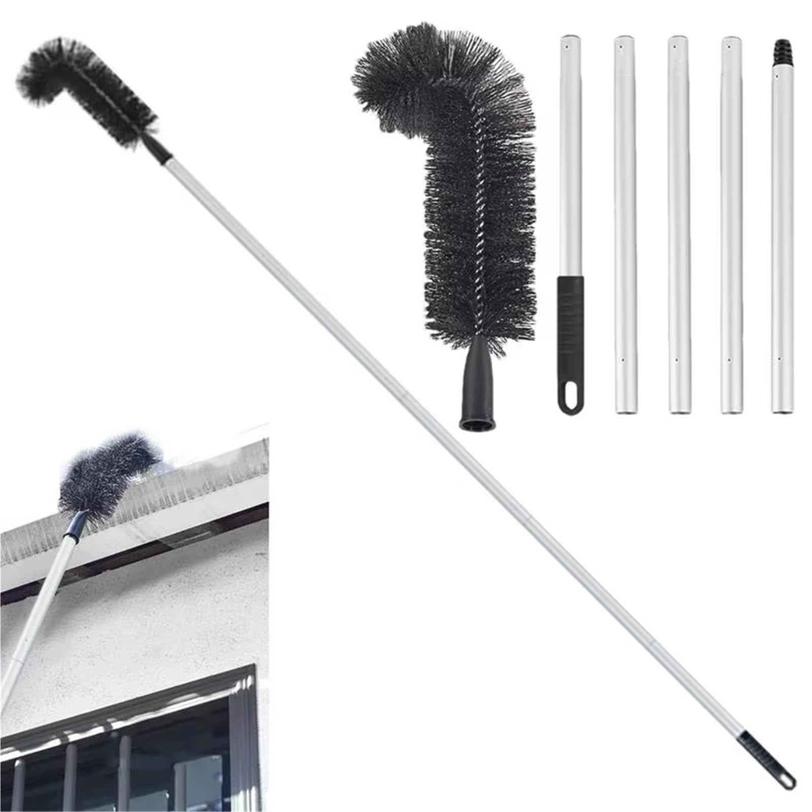 Cepillo telescópico for Quitar escombros, Hojas, Ramas y techos. para Telarañas(8 Pole)