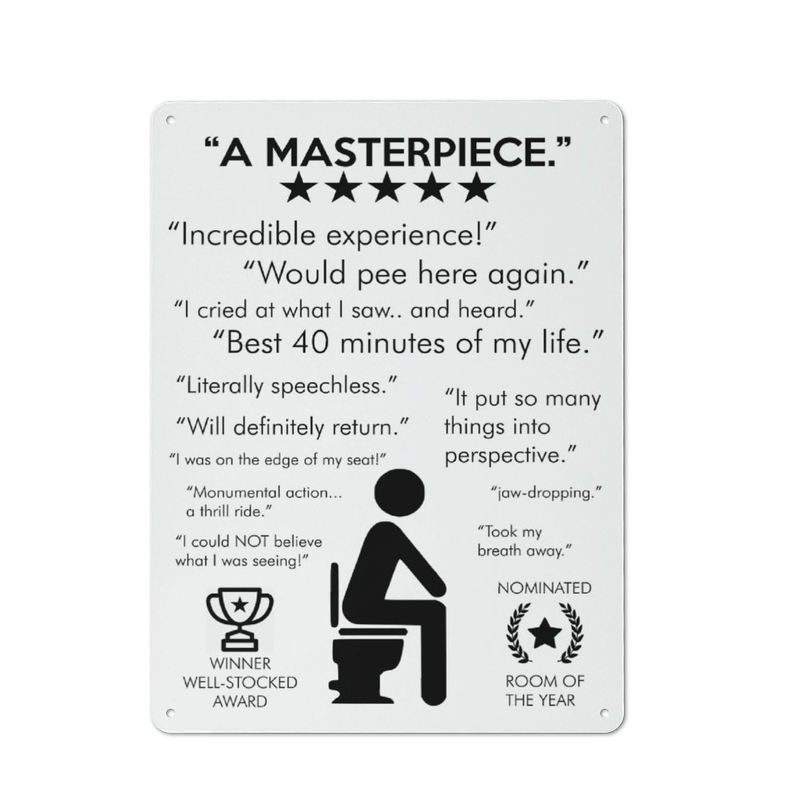 Junmoney Masterpiece Funny Bathroom Retro Metal Wall Decor 40X30cm, Tin Wall Sign For Home, Shop, Pub Or Studio Wall, Personal Accent For Everyday Walls