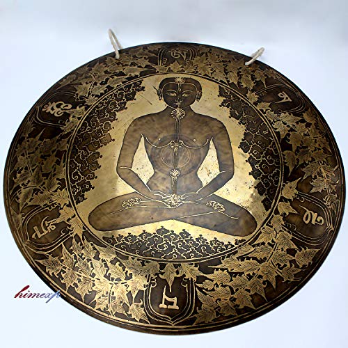 Gong de guérison tibétain sculpté 51 cm pour rituel zen - 4