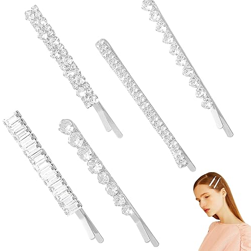 Miniatura 8 de 5 pines de cristal para el cabello con diamantes de imitación pasadores de metal brillante accesorios para el cabello para mujeres