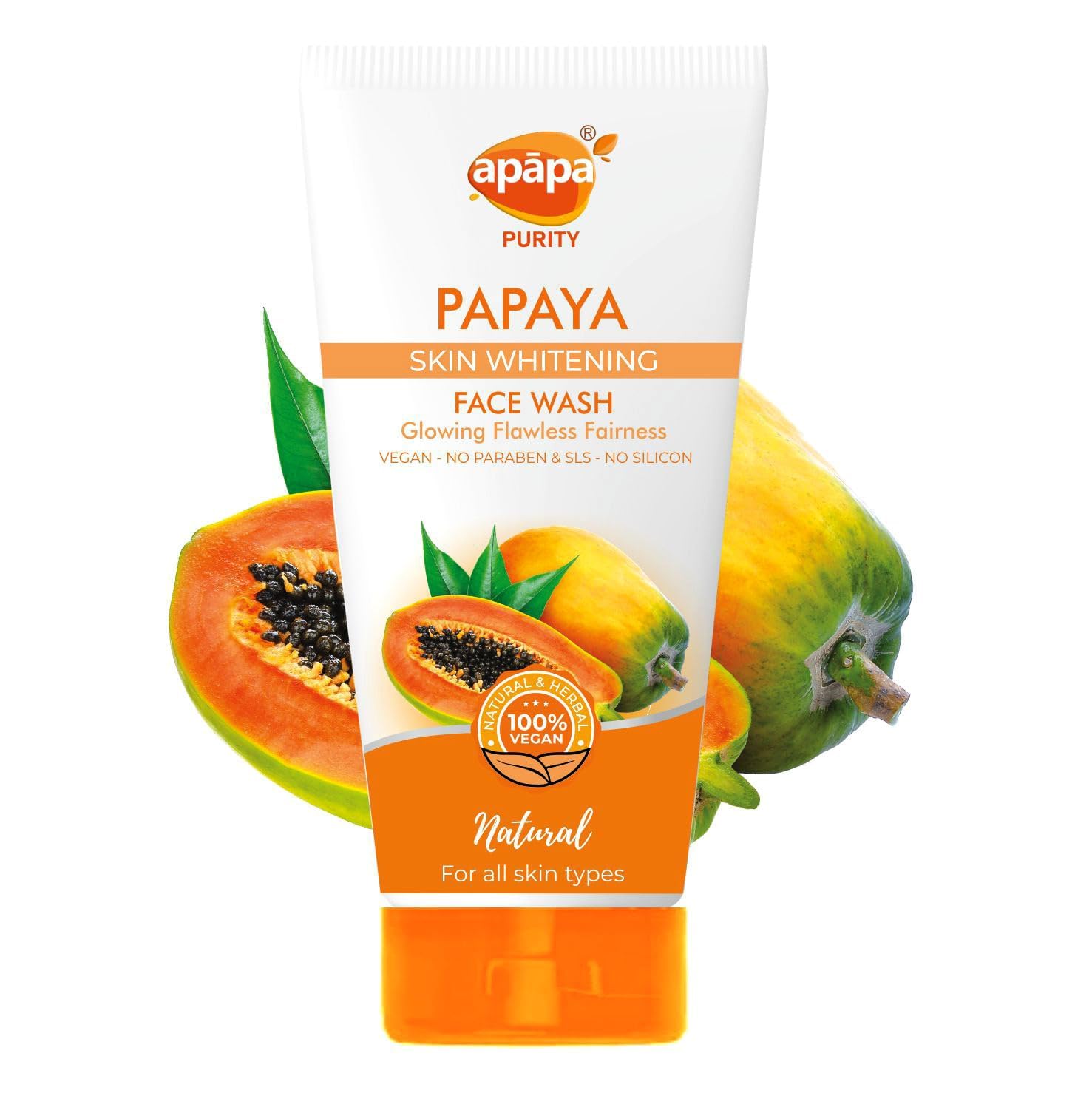 apāpa Papaya Skin Brightening Face Wash for Men & Women | Deep Cleansing & Dark Spot Removal | Remove Blackheads & Acne Control | Natural Skin Care Face Wash - 150g