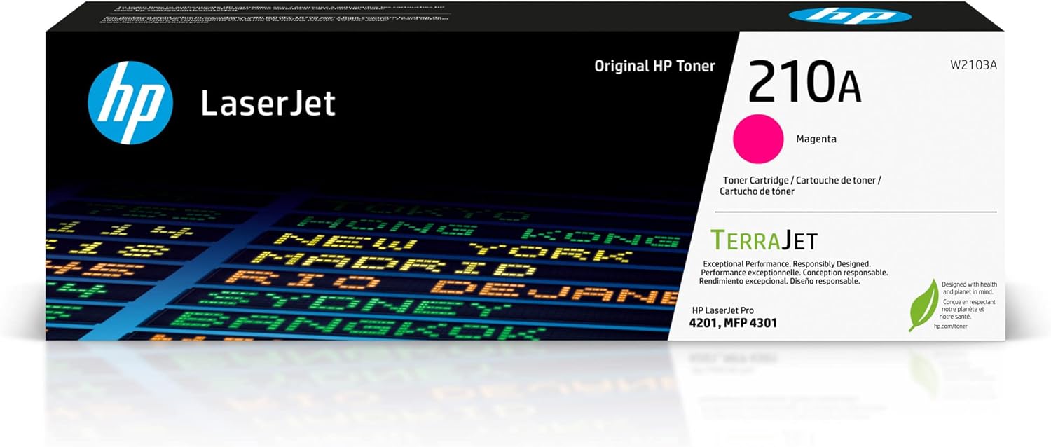 HP 210A Magenta Toner Cartridge | Works Color Laserjet Pro 4201, Color Laserjet Pro MFP 4301 Series | W2103A HP 210A Magenta Toner Cartridge | Works Color Laserjet Pro 4201, Color Laserjet Pro MFP 4301 Series | W2103A
