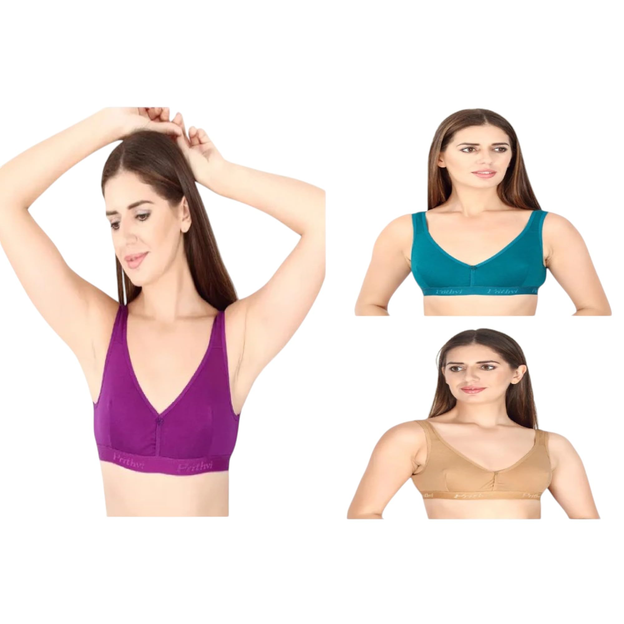 prithvi Active Sport's Bra, Seamed Cup, Full Coverage, Non-Padded,Wire Free (Random Colours)-picture-48
