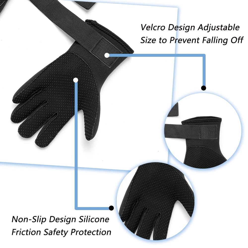 Skyone Neopren-Tauchhandschuhe für Herren und Damen, Schwimmhandschuhe mit verstellbarer Handschlaufe, rutschfeste, flexible Thermohandschuhe zum Surfen, Spearangeln, 3 mm / 5 mm