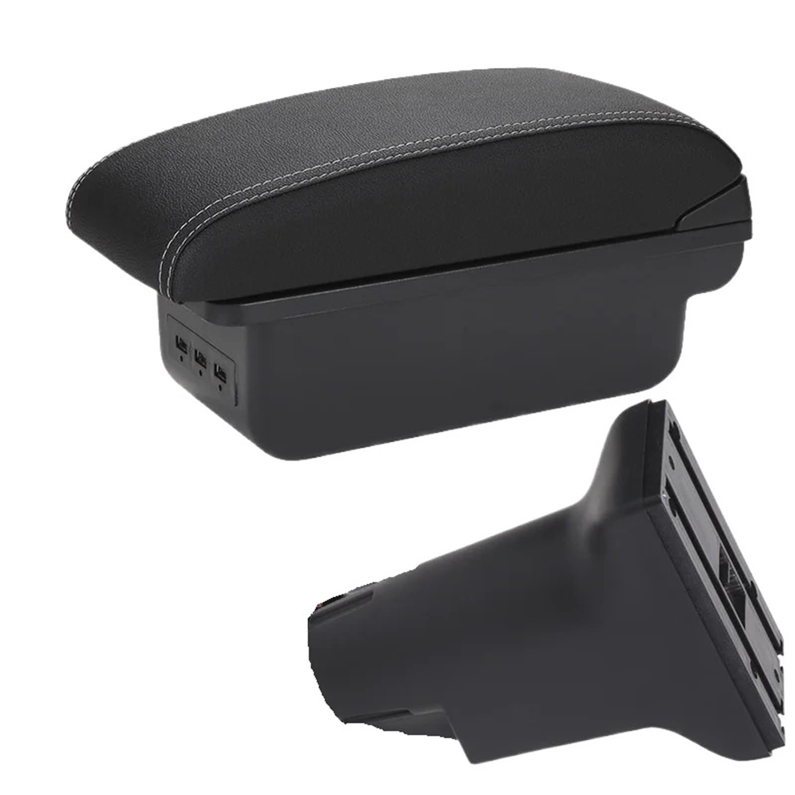 AWGNTQQ Car Armrests For Fiat 500 2012-2025 Armrest Box Auto Storage Dedicated Retrofit Parts Interior Accessories(B3 Black white 3USB)