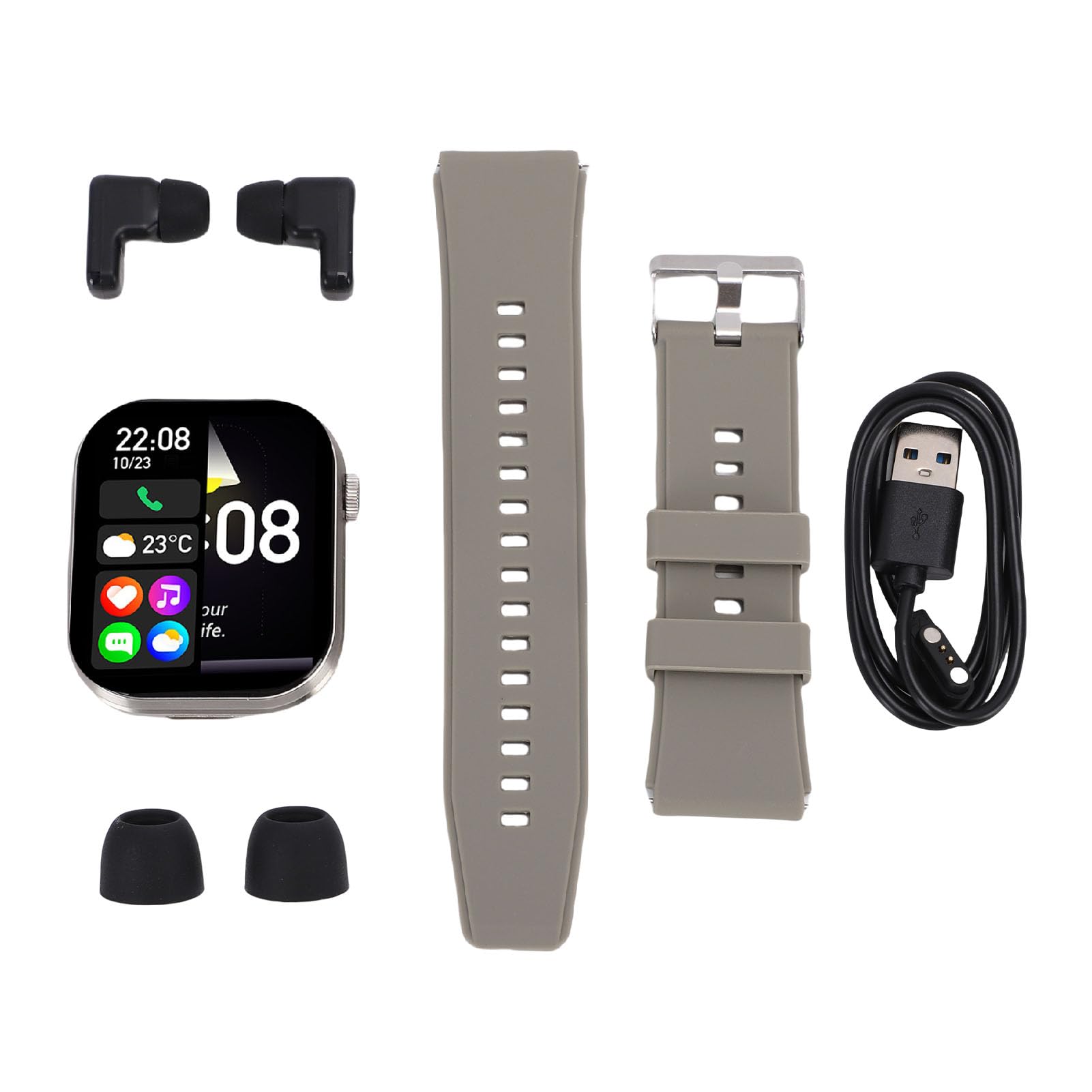 Orologio Sportivo Impermeabile con Auricolari Touch Screen HD Auricolare IP67 per Viaggiatori e Appassionati di Fitness 41,3x16mm 175-242mm