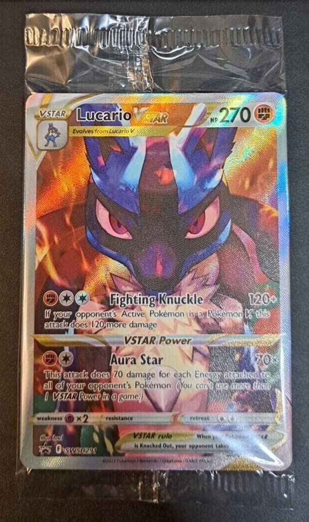 (FACTORY SEALED) Lucario VSTAR SWSH291 Promo Card | Evolves from Lucario V | Full Art Holo Card | Crown Zenith Elite Trainer Box Promotional Card