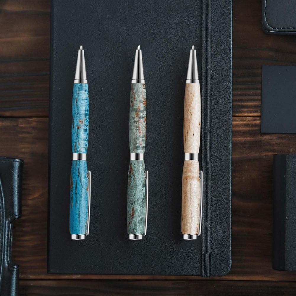 7mm Slim Pen Set mit Nachfüllungen Wood Rotary Pen Kit für DIY, Kupfer, Lehrer, Studenten A