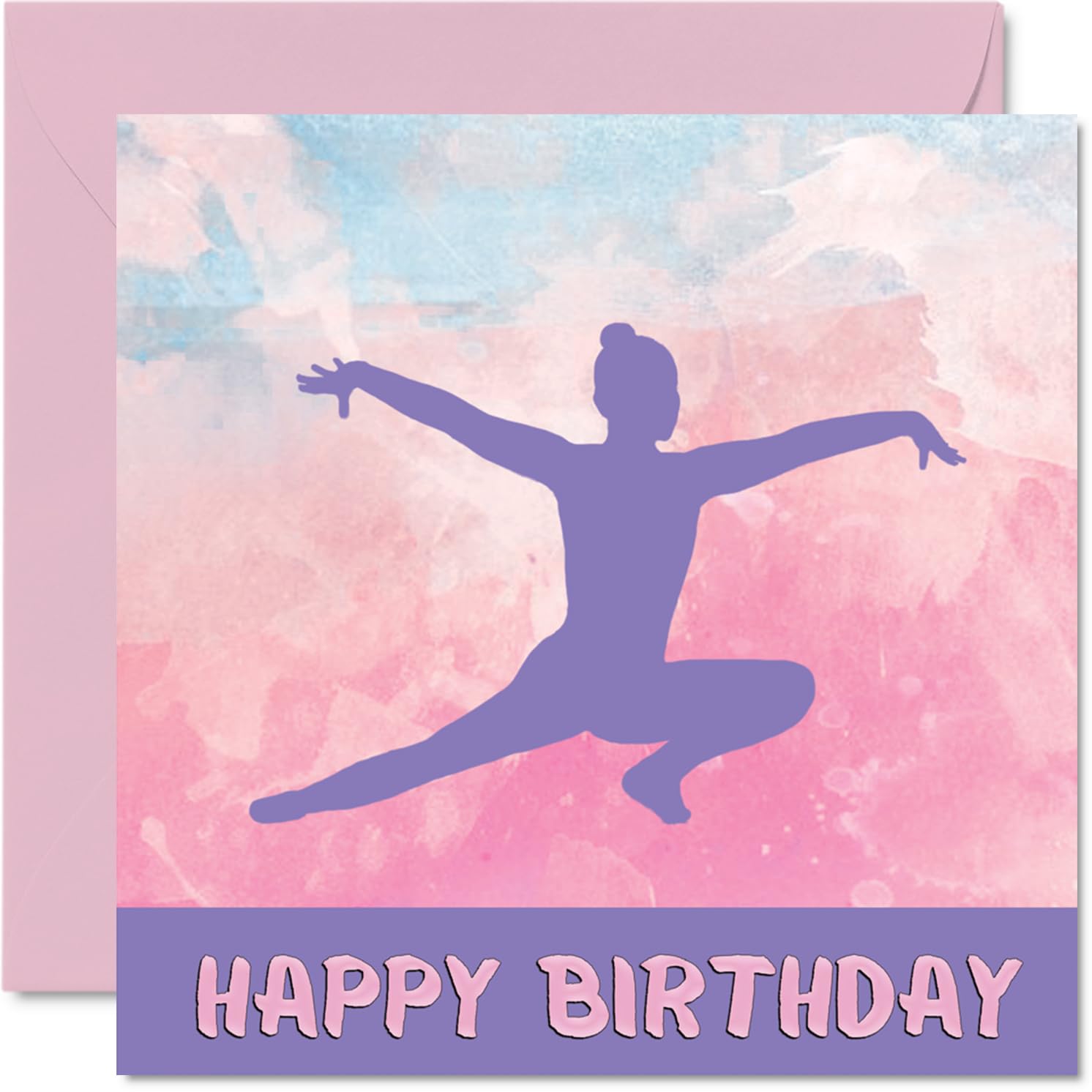 Sport Birthday Cards for Women Girls - Gymnastics Floor Girls in Sport - Gym Birthday Card for Friend Sister Daughter Niece Teammate, 5.7 x 5.7 Inch