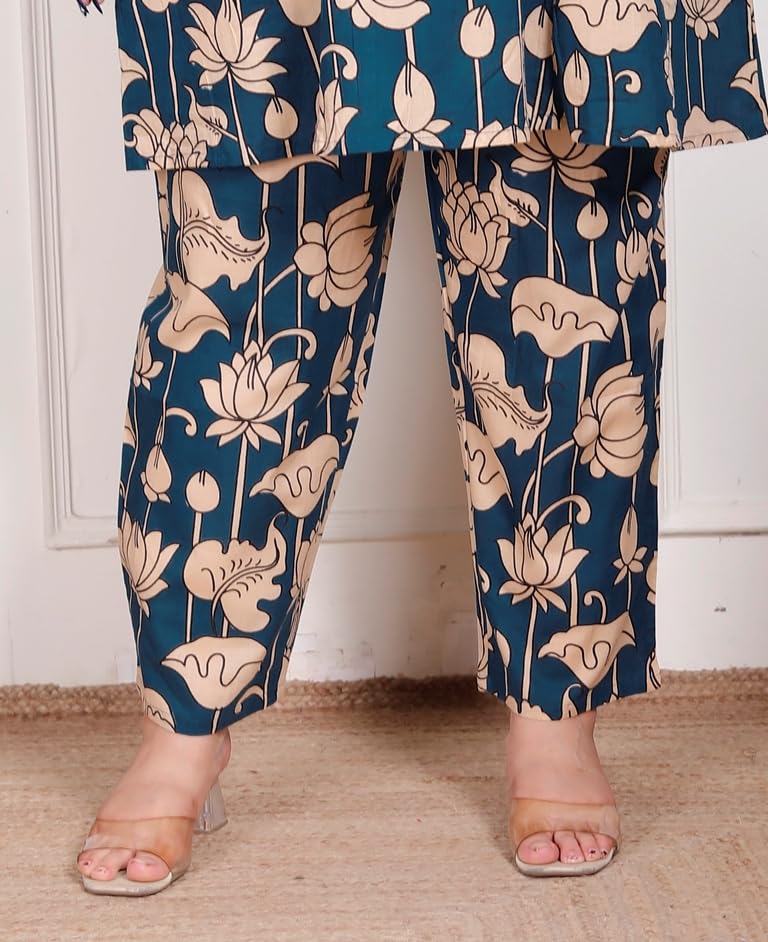 Image of NISHIRE Women's Cotton Floral Co-ord Kurta Set, Plus Size Stylish Ethnic Wear Set