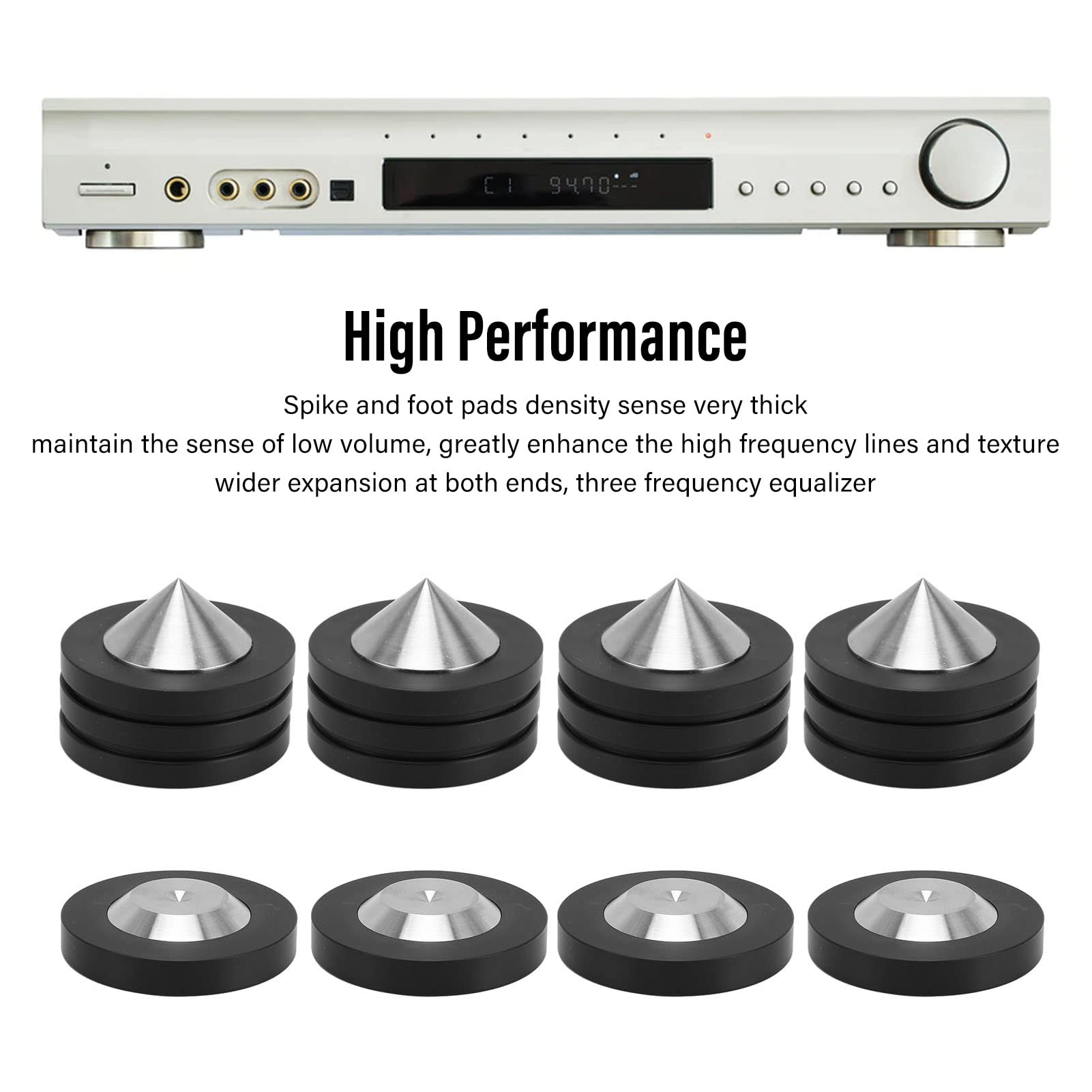 4 Piedini Di Isolamento Con Punte - Antivibrazione Per Giradischi, Altoparlanti E Apparecchi Audio - Foto 5