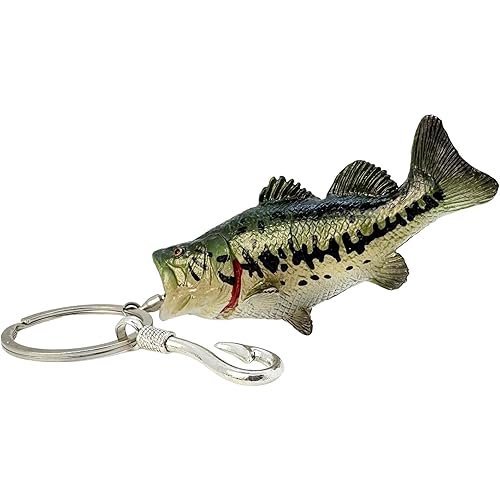 Bass Fishing Keychain Gifts, Bass Fish Key Chain For Men, Cool Fishing Keychain Stuff Funny For Fishing Lovers Fisherman For Dad Boyfriends Stocking Stuffers Birthday Christmas Animal Accessories