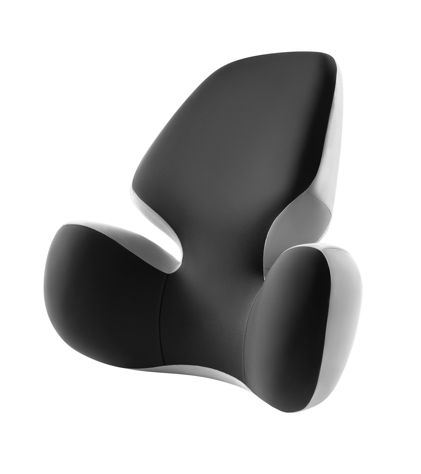 BEBAS Lumbar Support Pillow for Office Chair - Ergonomic Memory Foam Back Cushion for Lower Back Pain Relief - Washable & Breathable Cover - Fits Car Seats, Gaming Chairs & Wheelchairs - Black Gray