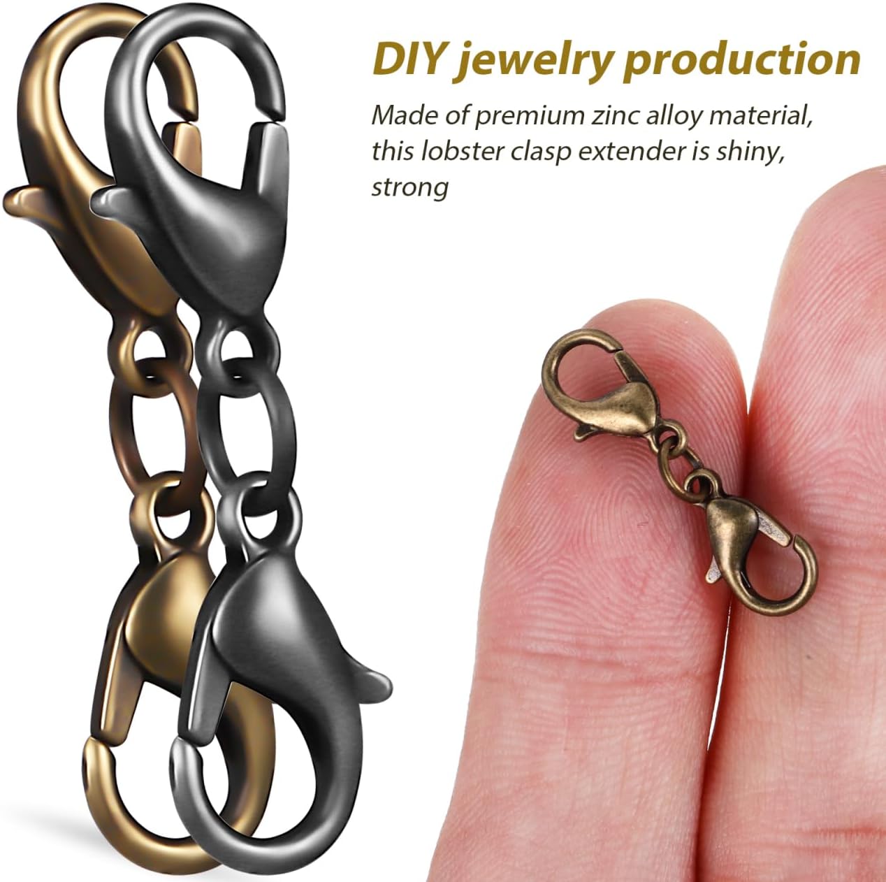 Double Lobster Clasp Extender 20Pcs Bracelet Extension Clasps Double Claw Connector for DIY Jewelry Making - Image 2