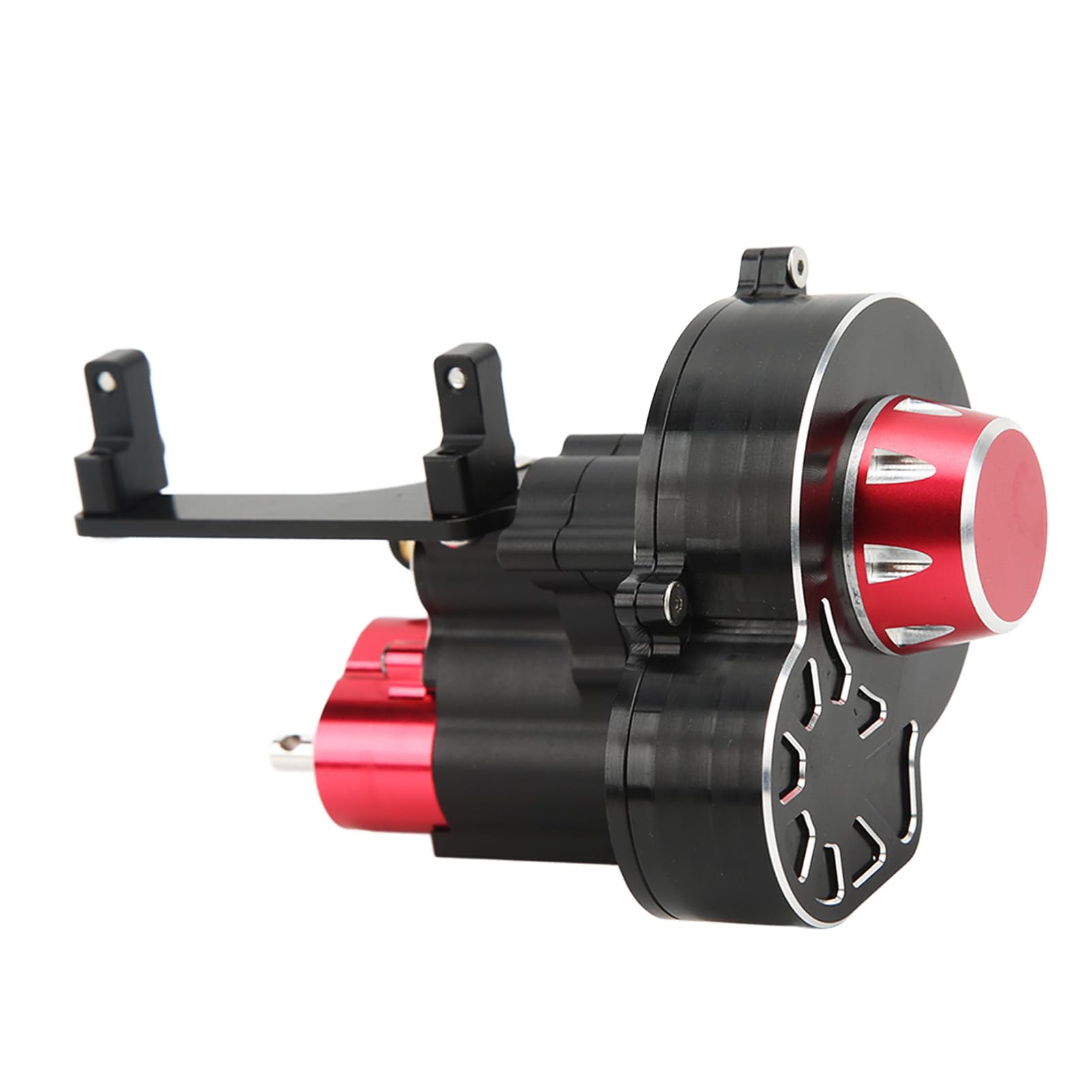 plplaaoo RC Car Wave Box dwubiegowa skrzynia biegów ze stopu aluminium Back Transmission Wave Box do Axial SCX10 I II III RC samochód wspinaczkowy czarno-czerwony 124 x 73 x 73 mm