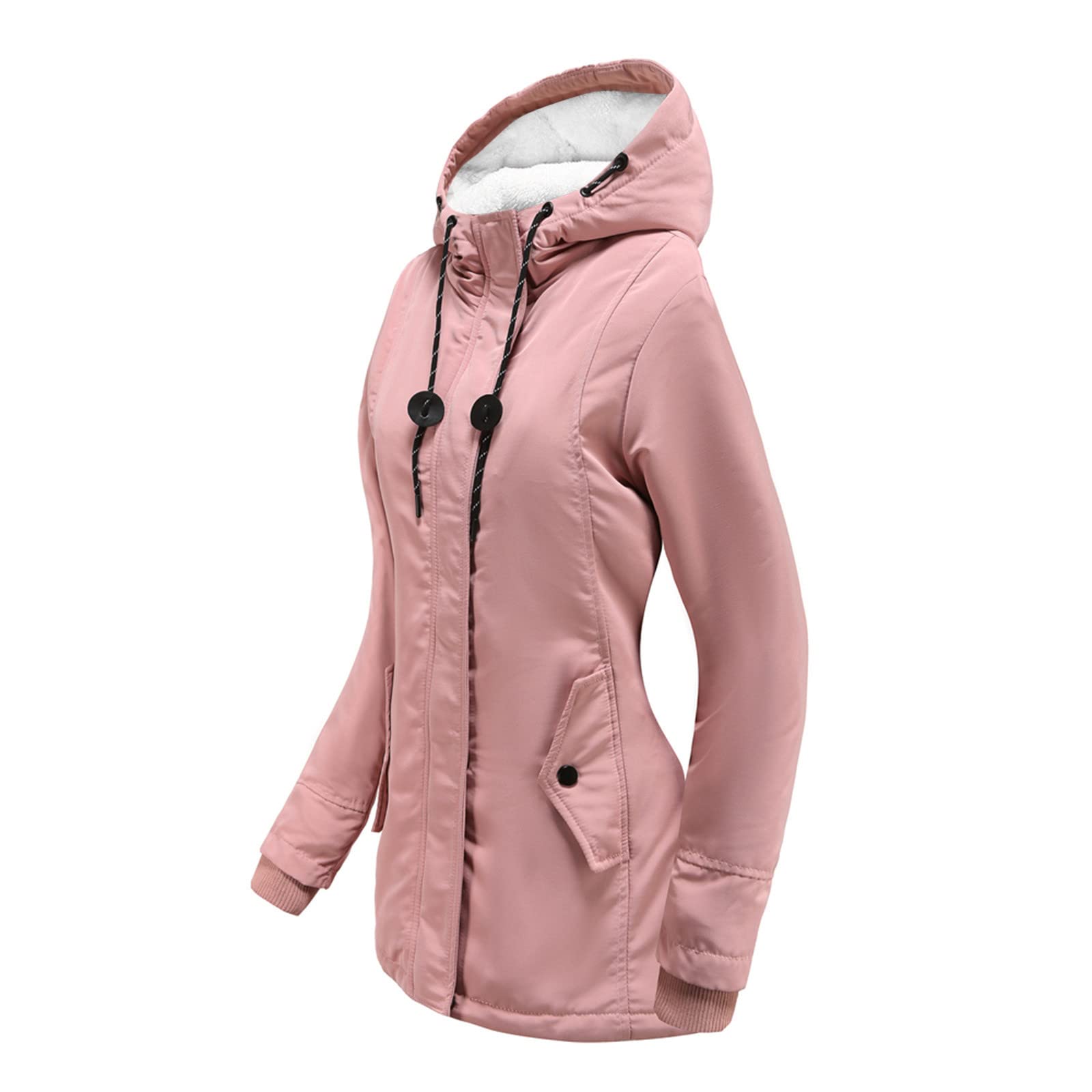 Giacca Invernale Imbottita Calda, Giubbini Donna Invernali con Cappuccio in Pelliccia Calore Giacca Maniche Lunghe Cappotti Elegante Tinta Unita Lungo Cappotto Outdoor Viaggio