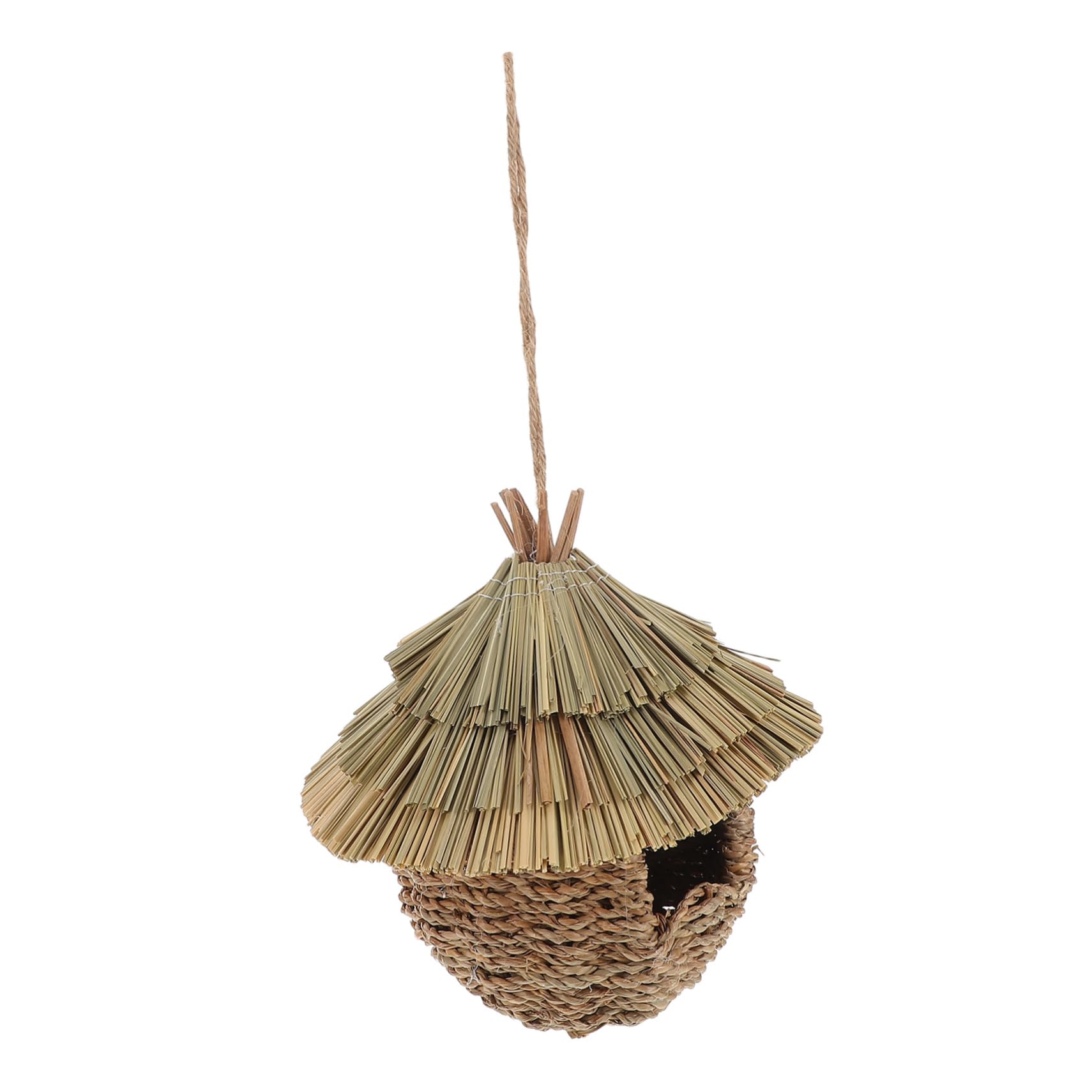 Levemolo Grass Hummingbird House Hand Woven Bird Nest Outdoor Hanging Bird Hut Parrot Hideaway Shelter for Resting Breeding Playing