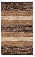 Happy Brown Rug Striped Design 100% Cotton Hand Knotted Multi-Purpose Bathroom Mat Washable 50 x 80 cm