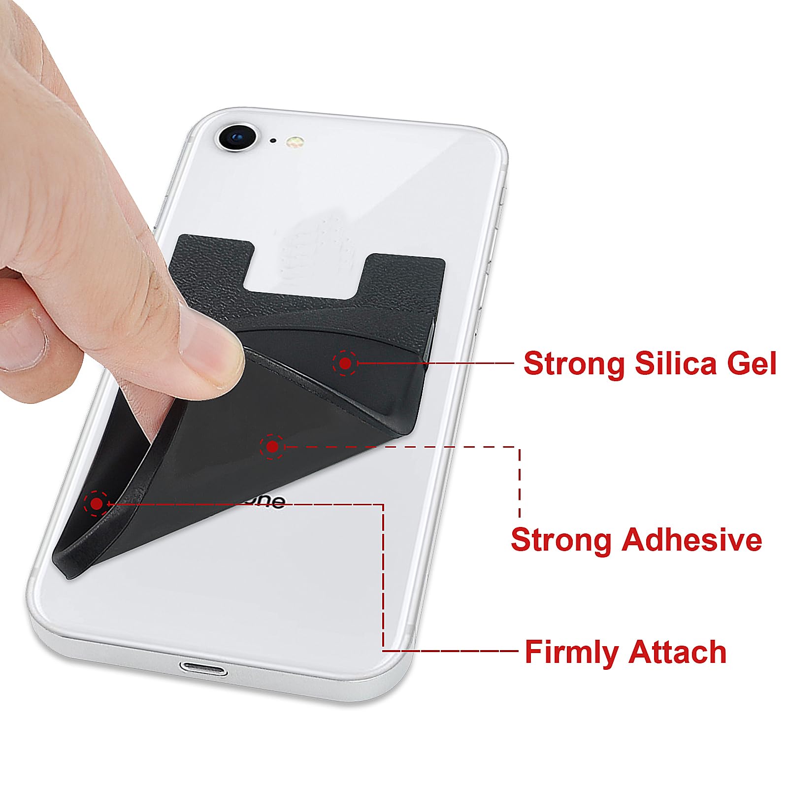 Senose - Portafogli per telefono, supporto per carte di credito in silicone, per retro del telefono, biglietti da visita e documento d'identità, compatibile con iPhone e Android, qualsiasi smartphone
