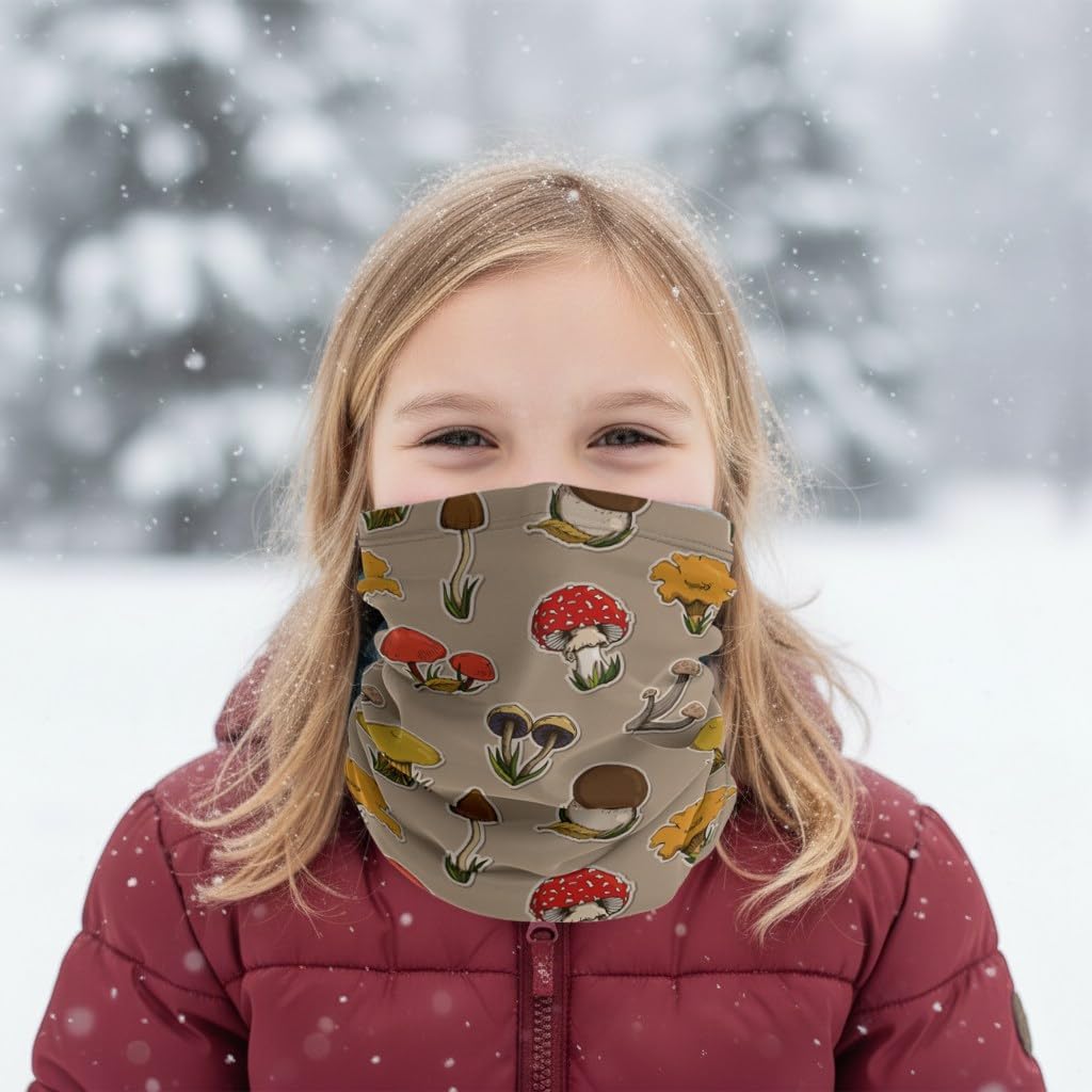 Neck Gaiter (Forest Mushrooms Pattern) Cooling Breathable Face Mask UV Protection Scarf Hiking Bandana for Men, Women, kids