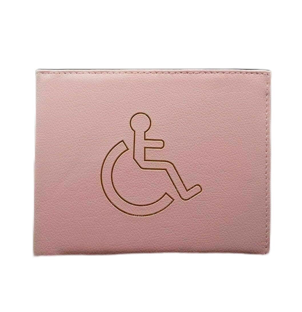 Disabled Badge Holder Cover Wallet Safe Protection Protector Disability Parking Permit Display Metal Corner PU Leather Hologram (Baby Pink) — image 1