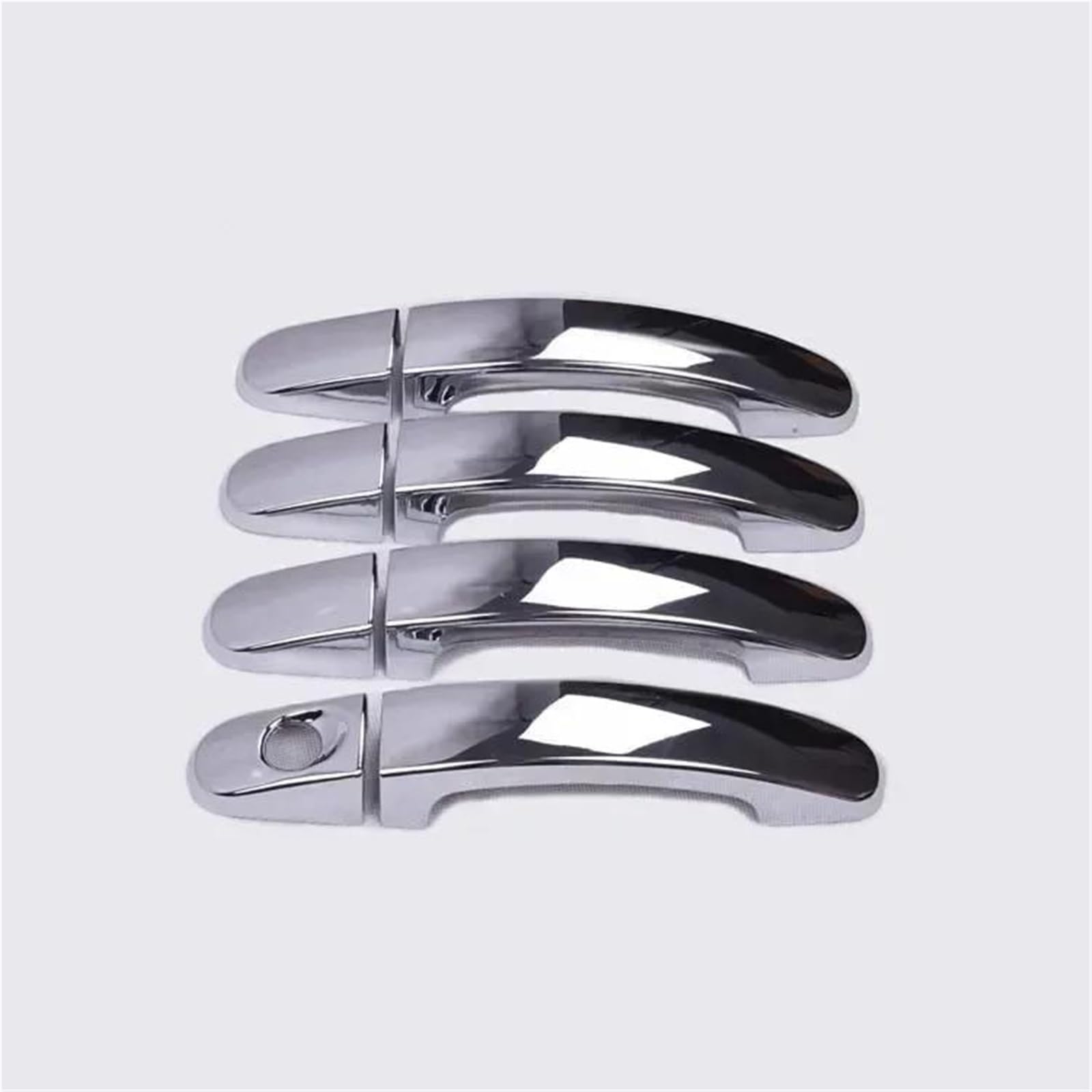ZAPORA Covers Sticker Glossy Black Chrome Car Door Handle Cover Bowl Trim Overlays Styling Accessories for Ford for Focus 2012 2013 2014 2015(Silver 0 Button)