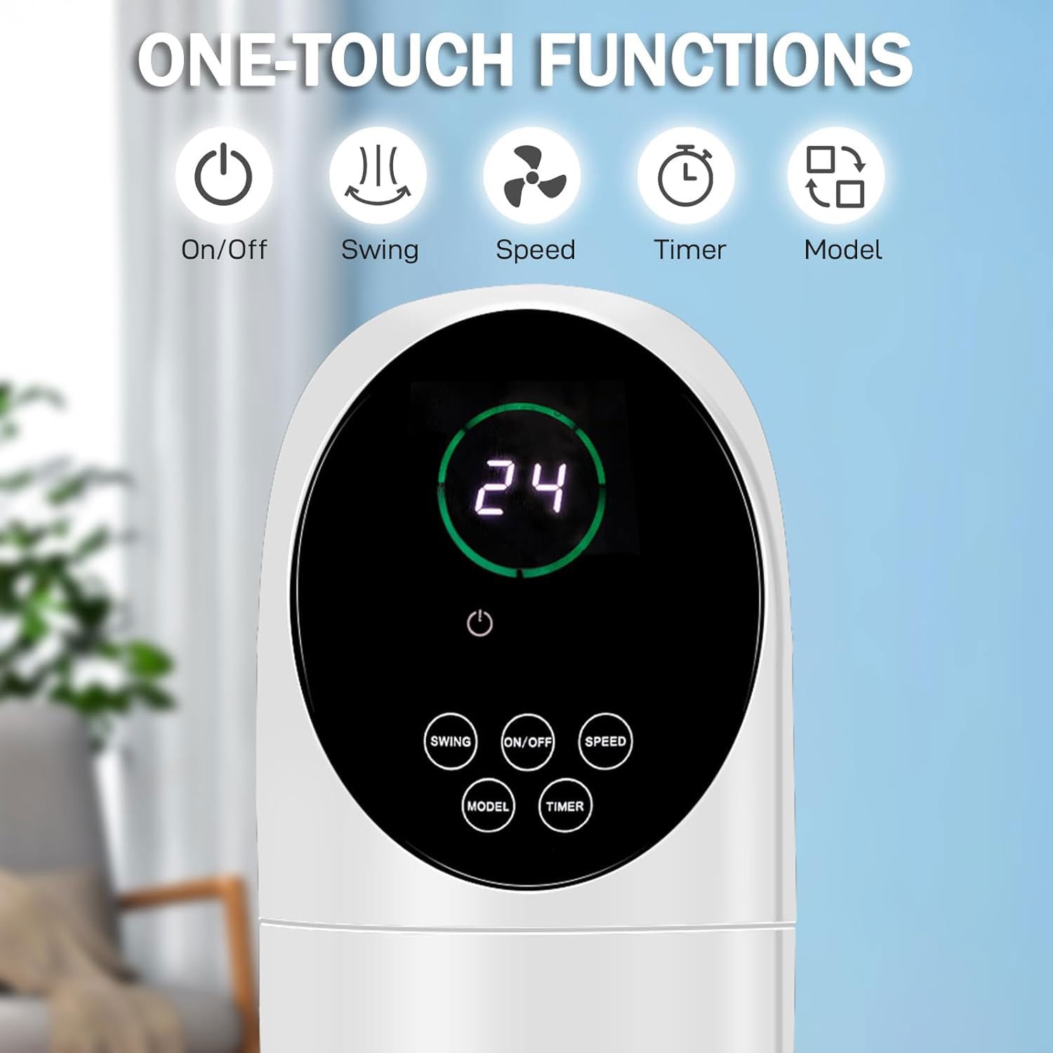 Ventilatore a Torre per Camera da Letto, Ventilatore di Raffreddamento oscillante a 3 velocità con Timer, circolatore d'Aria Silenzioso per Soggiorno, Ventilatore Verticale Portatile con Base Stabile
