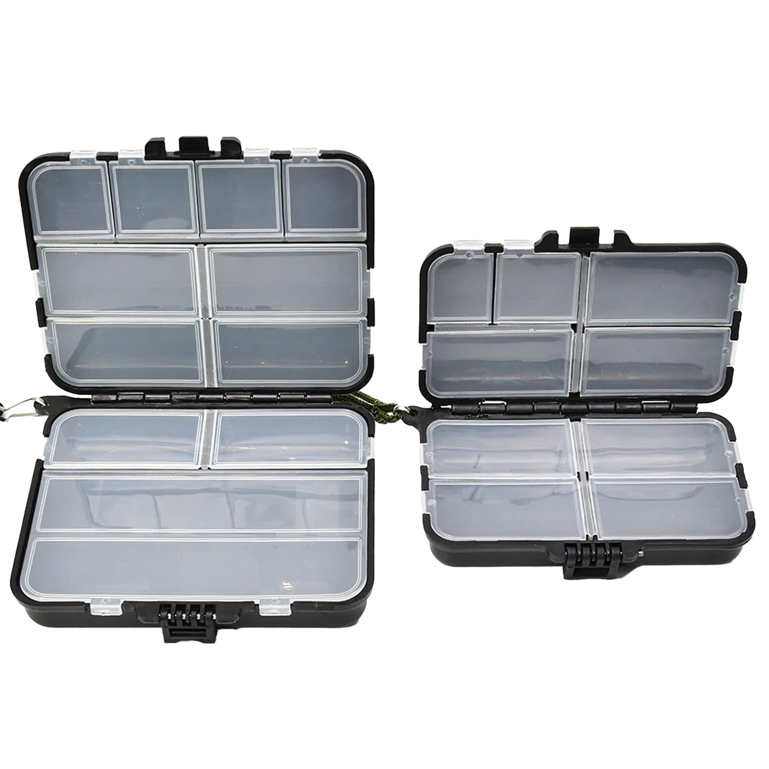 2 cajas de señuelo, doble almacenamiento, impermeable y duradera, caja de almacenamiento para accesorios de pesca, almacenamiento flexible, apto para almacenamiento de accesorios de pesca (Negro)