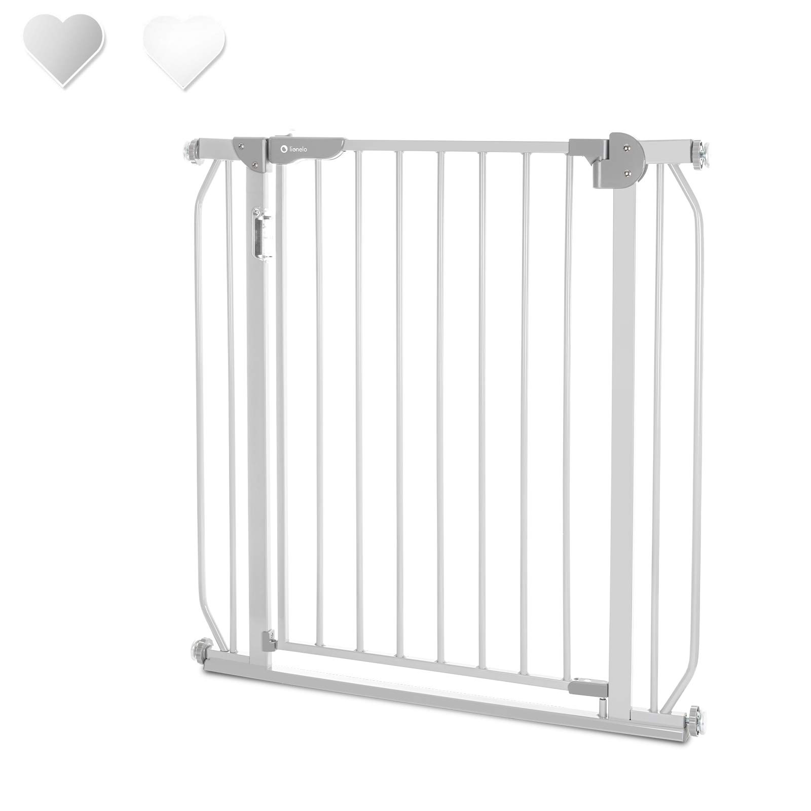 LioneloTruus Grey Baby Gate With Double Locking System,Extra Wide, Stairs Secure, 115 Cm