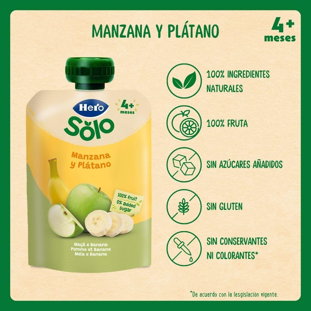 Hero Baby Bolsitas de Manzana y Plátano 100 g