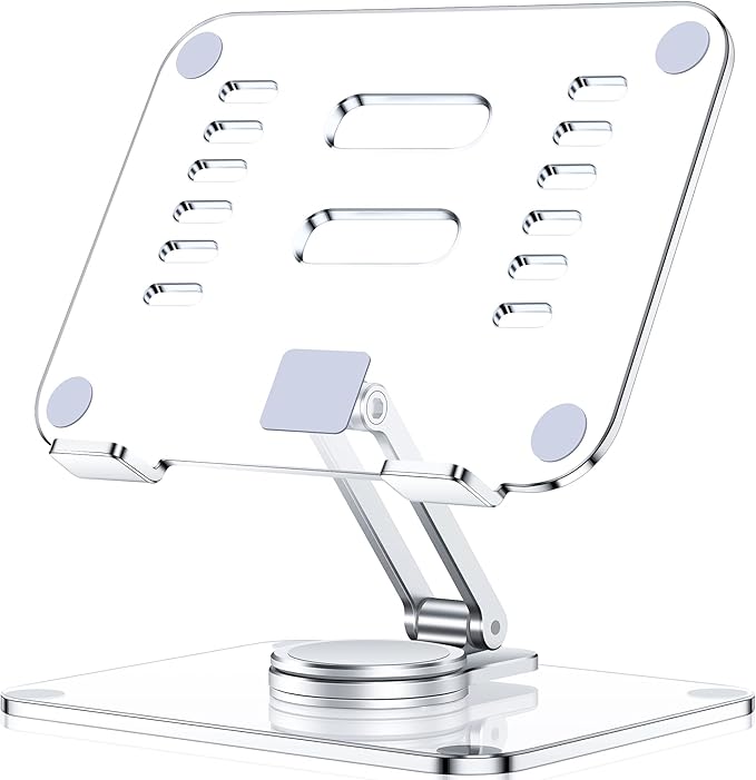 Lucrave Acrylic Tablet Stand Holder with 360 Rotating Base, Foldable