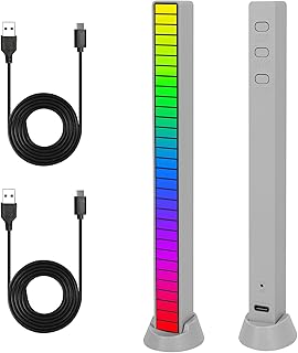 LED Light Bar,2Pcs RGB Music Rhythm Light, Voice-Activated Rhythm Light with Rechargeable Battery USB Car Rhythm Light Bar Music Atmosphere Pickup Rhythm Light RGB LED Light Bar for Car Player Bedroom