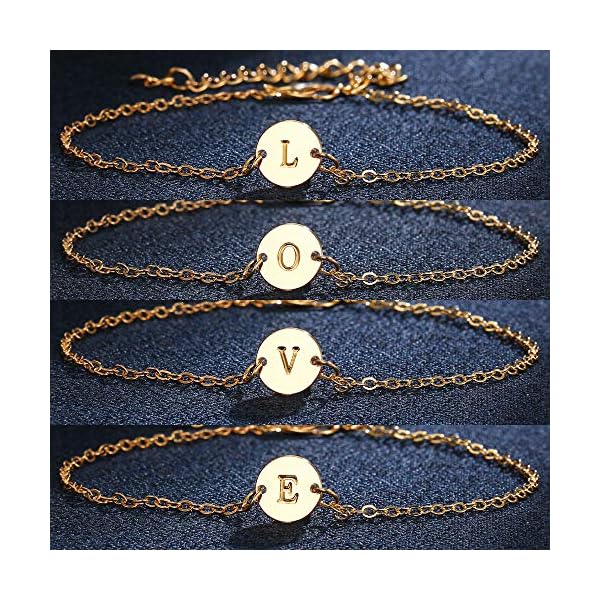 YANCHUN Initial Bracelet for Women Adjustable Round Disc Alphabet Letters Bracelet for Women - Image 4