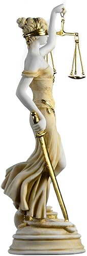 Miniatura 5 de Estatua de la diosa griega antigua Themis, figura ciega de la justicia, hecha a mano, escultura de abogado, regalo con acabado dorado, 13.8 pulgadas