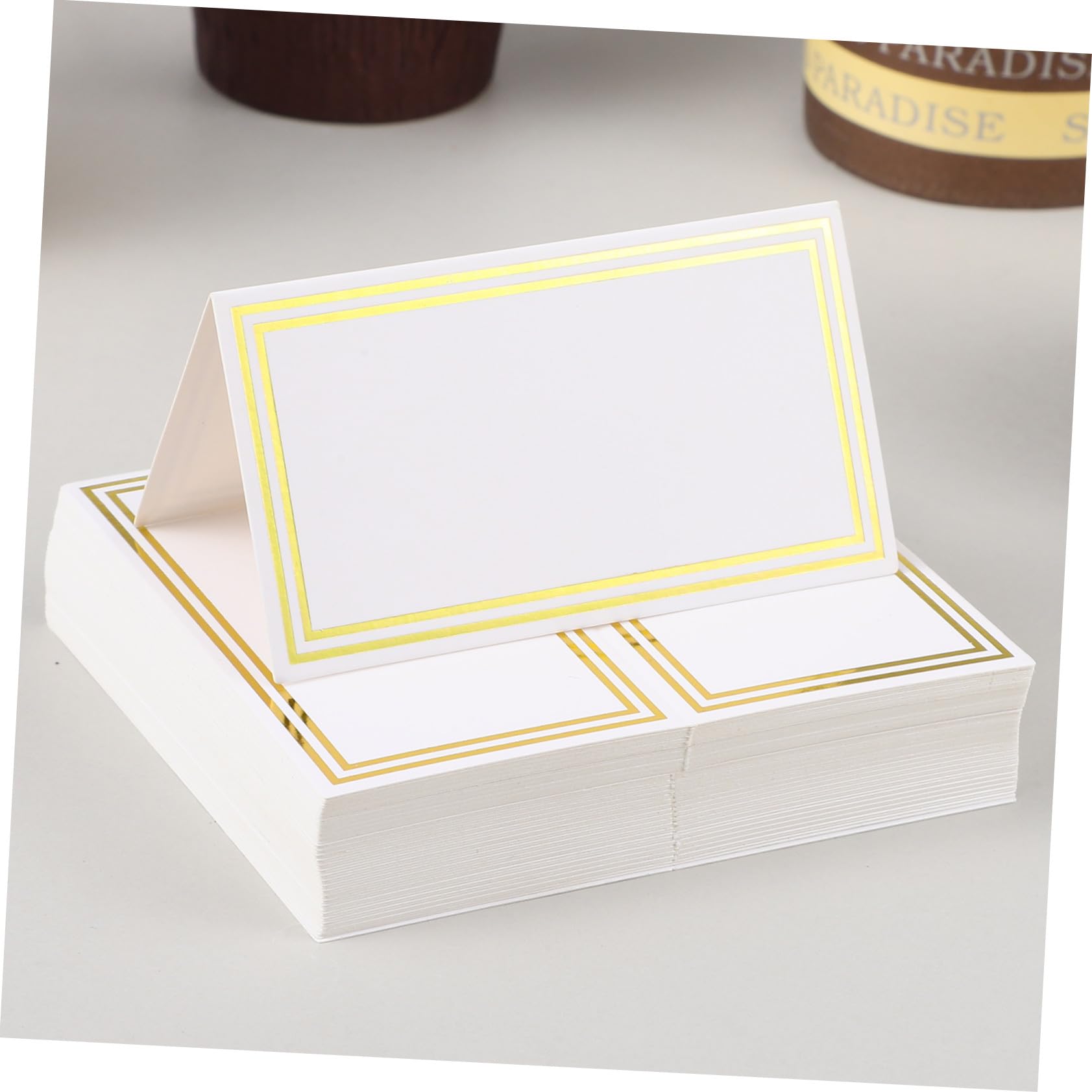 Angoily 300 Tischkarten mit Bronzierter Elegante Platzkarten aus Dickem Papier Schnelltrocknend und Beschreibbar für Hochzeiten Bankette Feiern und Festliche Tischdekoration