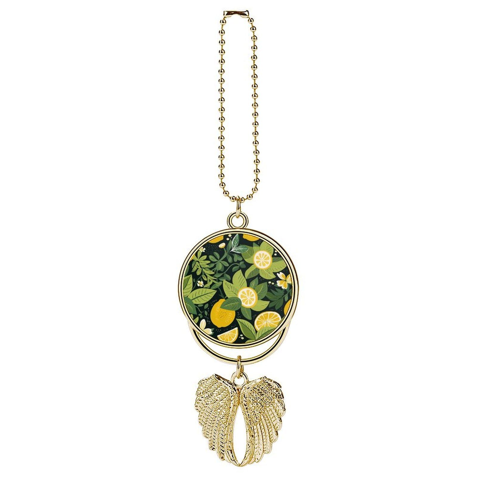 Tropical Lemon Pattern Car Charm Alloy Car Rear View Mirrors Hanging Ornaments Stylish Car Pendant Funny Auto Hanging Accessories Car Hanging Ornaments Gift for Women Men