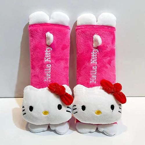 Miniatura 6 de Funda Kawaii para cinturón de seguridad de automóvil, lindo juego de 2 piezas de correa de asiento de anime, protector de cuello para decoración de