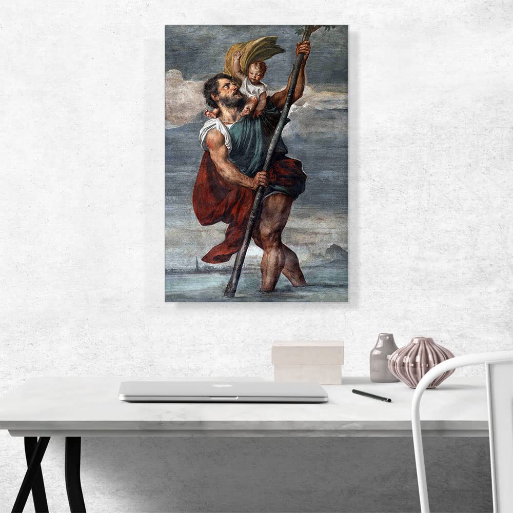 Amazon.com: ARTCANVAS St Saint Christopher Jesus Christ on