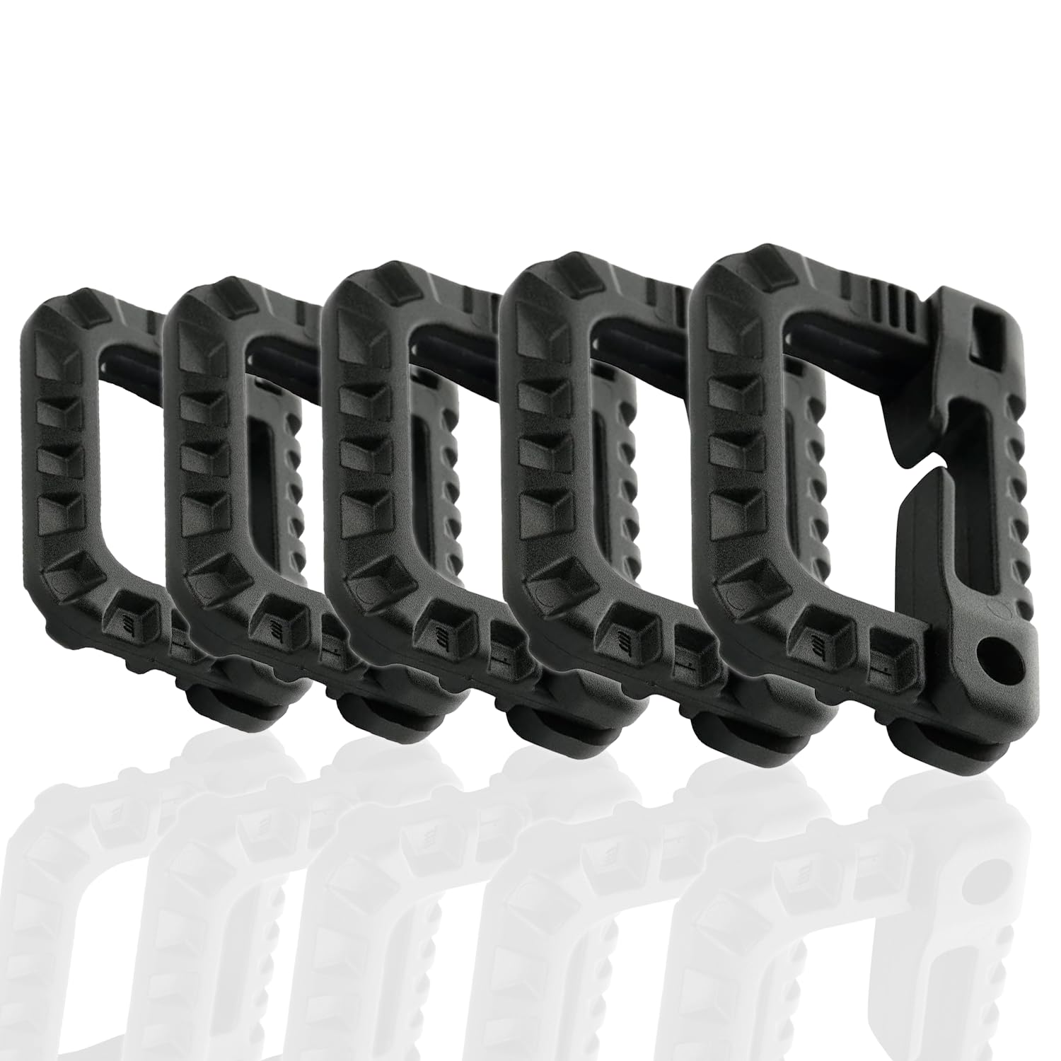 M-Tac Military Plastic Tactical Carabiner Grimlock - Multi Purpose Carabiner Clip Tactical D Ring - Plastic D-Clips (Black)