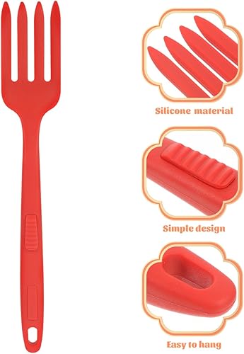 Miniatura 6 de Tenedor de cocina de silicona ergonómico reutilizable para pasta, tenedor lavable de cocina grande para ensaladas y fideos y diseño para uso