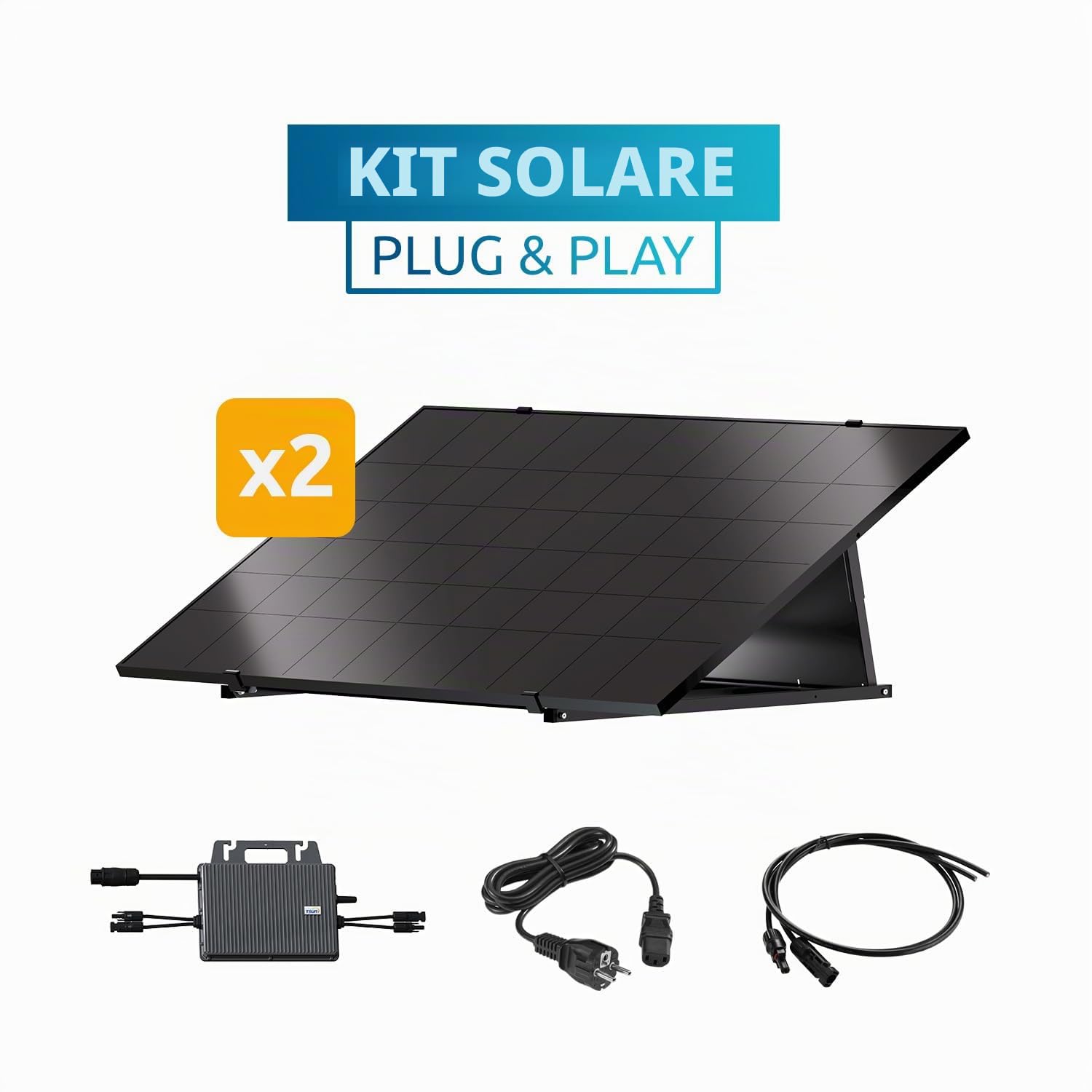 Poolex - Kit Fotovoltaico Plug&Play 900W - Autoconsumo - TOPCon - Presa 230V, Wi-Fi & App: Zero Lavori, 12 Anni Garanzia, 310€/anno