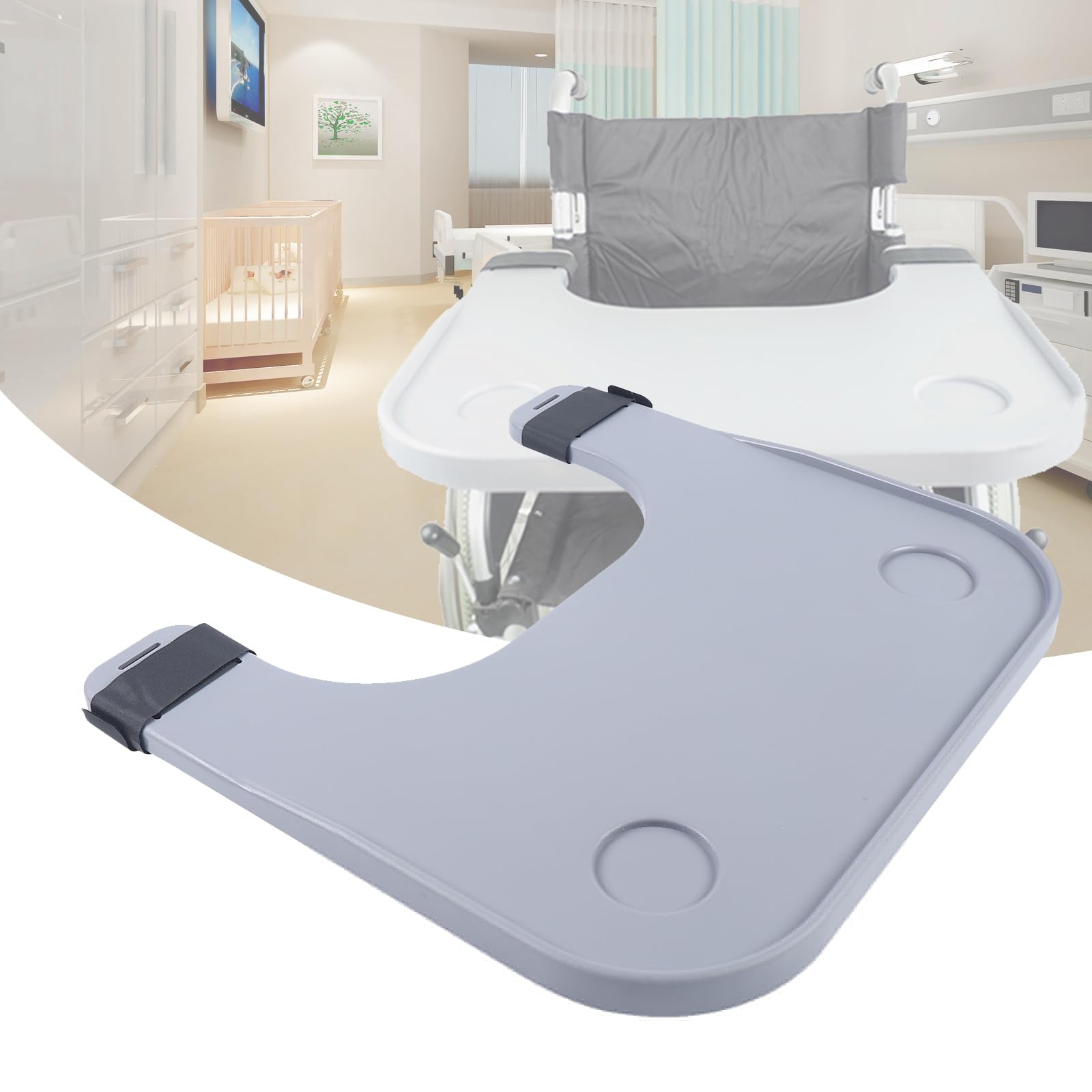 Bandeja para silla de ruedas con soporte para bebidas, duradera, con 2 soportes para tazas, silla de ruedas, soporte para vasos de mesa con discapacidades