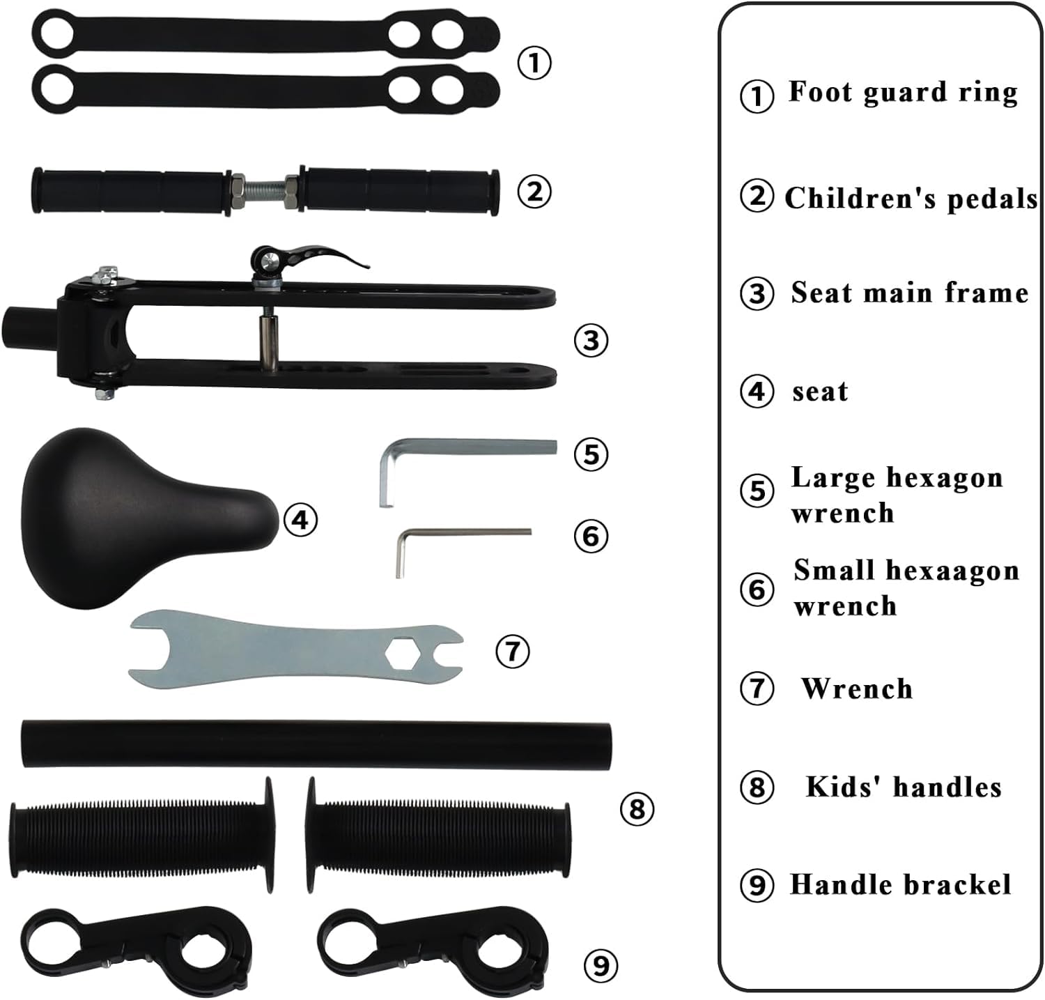 Selle de Vélo Enfant Avant avec Guidon et Pédalier, Siège Vélo Enfant Compatible VTT Adulte, Porte Enfant Amovible 2-5 Ans