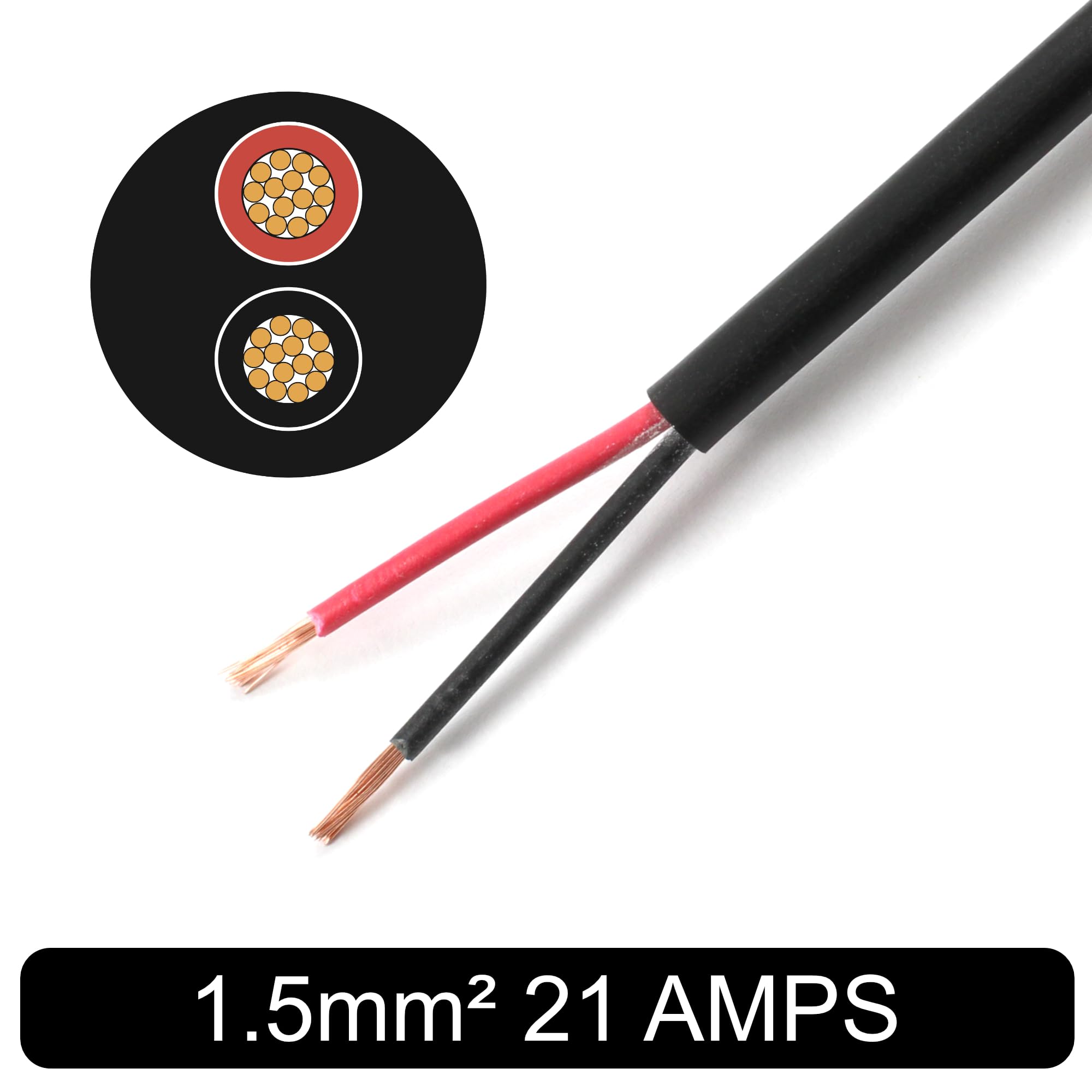 5 Meter Red/Black Thinwall 2-Core Cable - 0.5mm², 11 Amp Automotive 922586 - Foto 3