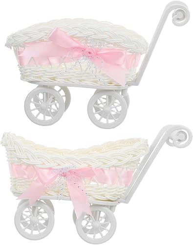 Cesta personalizada, 2 unidades de carros de baby shower, cesta de flores tejida de mimbre, cesta de almacenamiento de caramelos, cesta de