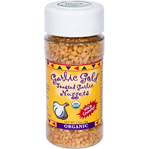 Garlic Gold Nuggets, Gránulos de condimentos orgánicos tostados por USDA, sin sodio y sin MSG, tarro coctelera vegano de 2.1 onzas
