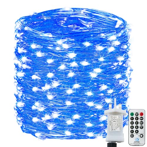 Bollengold Fairy Lights Plug in 22M 220LED Christmas String Lights with Remote Control & Timer 8 Modes Waterproof Indoor Lights for Gardens Bedrooms Parties (Blue)
