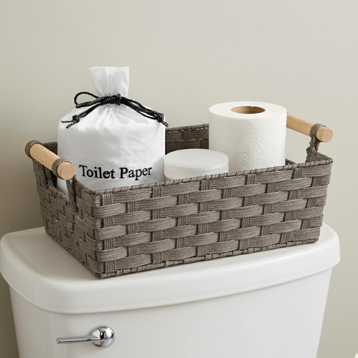 Toilet Paper Roll Cover - 9" x 5.5" Reusable Cotton Toilet Paper Cover with Drawstring Closure – Decorative Bathrooms Tissue Roll Holder Bag