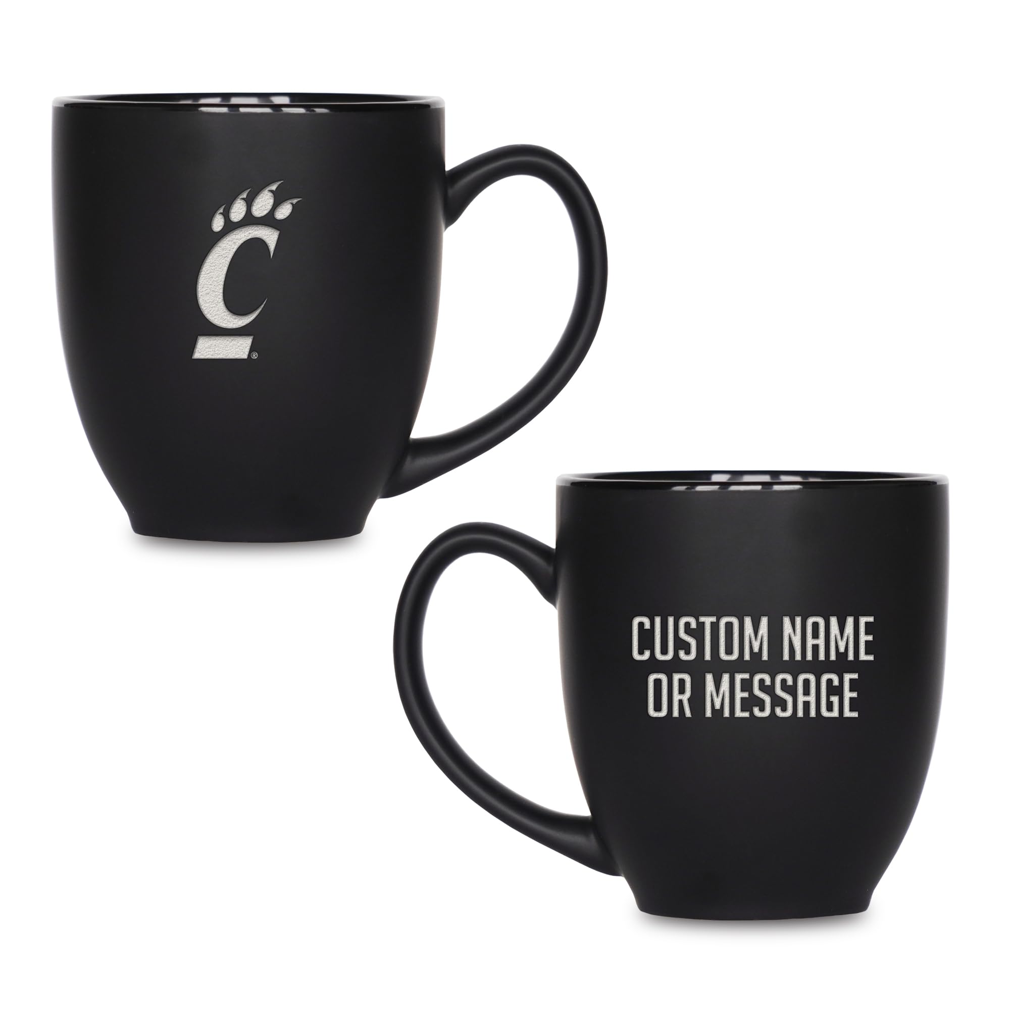 Rico Industries NCAA Primary 15-Oz Personalized Matte Black Bistro Mug - for Hot or Cold Drinks
